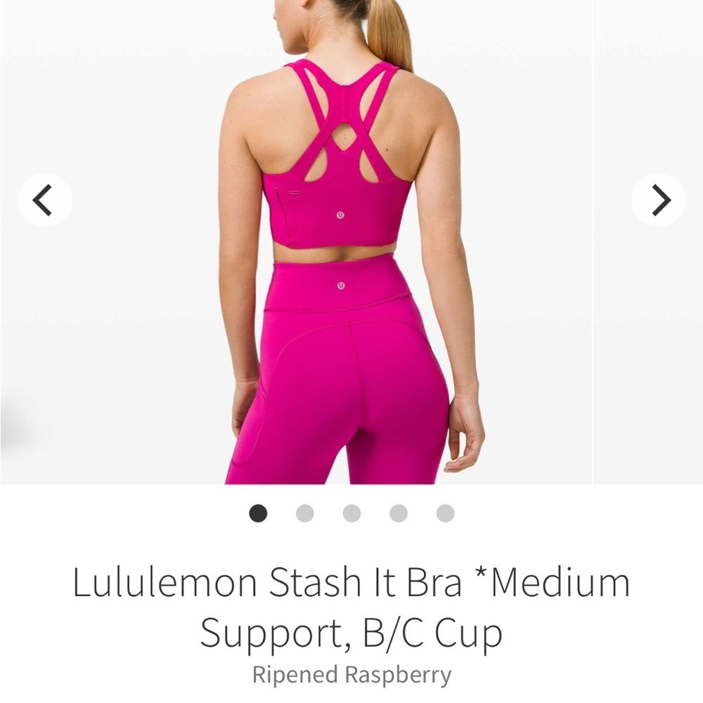 Lululemon Stash It Bra Ripened Raspberry Pink Medium Support B/C Cup Size 4‎ - Picture 4 of 6
